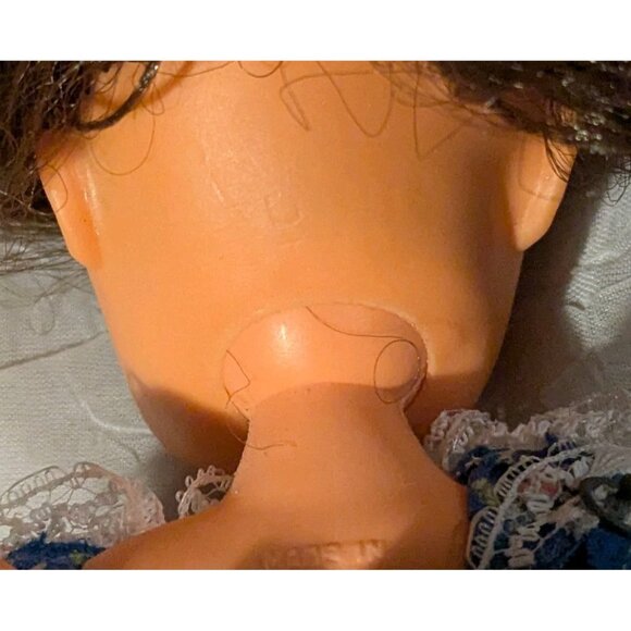 2 Vtg Dolls Rooted Eyelashes Hong Kong Blonde Brunette Cottagecore TLC 9" Set Of - Picture 13 of 14